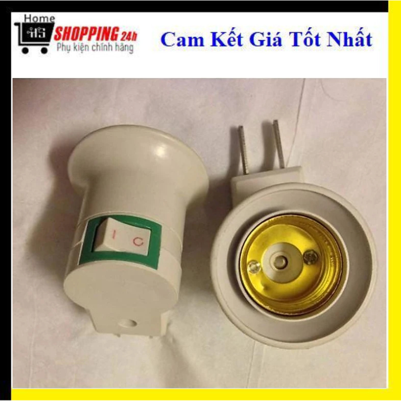 Đuôi đèn có công tắc dạng phích cắm, chuôi gắn đèn xoắn không dây có nút tắt mở tiện dụng, vỏ ngoài cách điện bền bỉ