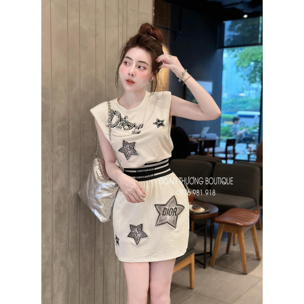 Set DO  tay hên kèm chân váy thêu nổi TH811