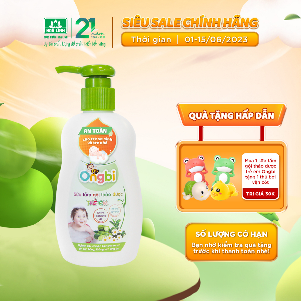 Sữa tắm gội thảo dược trẻ em Ongbi 200ml - An toàn cho trẻ sơ sinh và trẻ nhỏ