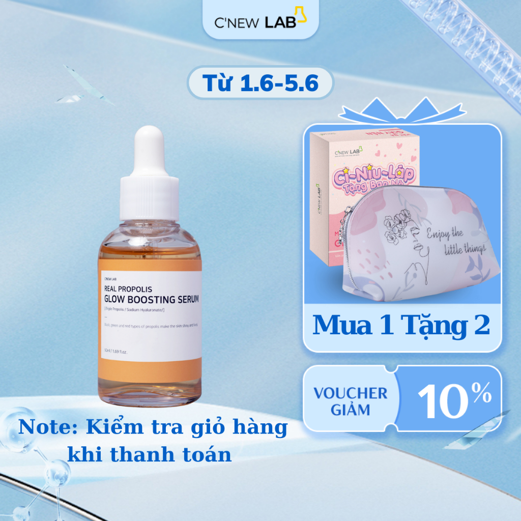 Serum Dưỡng Trắng Real Propolis Glow Boosting Serum C'NEW LAB Giúp Da Mịn Màng Và Tươi Sáng 50ml - Màu Vàng