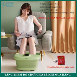 Chậu ngâm chân máy massage chân, bồn ngâm chân massage gấp gọn cao cấp tặng kèm thảo dược ngâm chân, bảo hành 2 năm