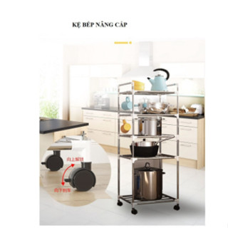 Kệ nhà tắm inox Dán Tường Kệ Để Xoong Nồi Chảo inox 5 tầng sắp xếp xoong nồi nhà bếp gọn gàng tặng móc treo muôi (NC18)