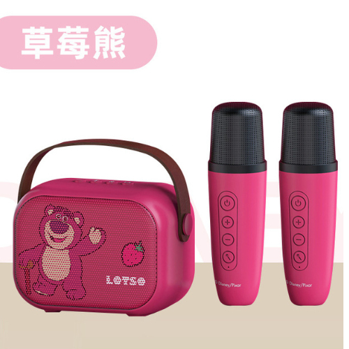 Bộ loa mic karaoke 2 mic  KD34 kết nối không dây, mẫu mini dễ thương, ba màu trắng hồng chính hãng D