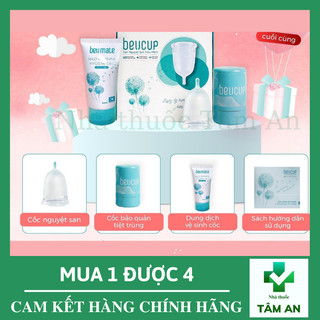 Cốc Nguyệt San BeuCup Silicone Y Tế  Tặng 1 Dung Dịch Vệ Sinh Cốc Nguyệt San BeU Mate 50ml