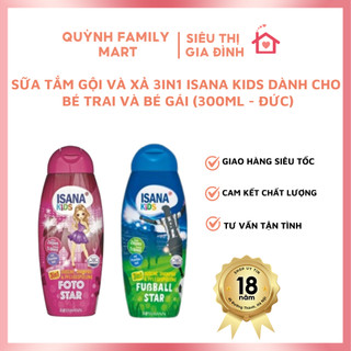 Sữa tắm gội và xả 3in1 ISANA Kids dành cho bé trai và bé gái