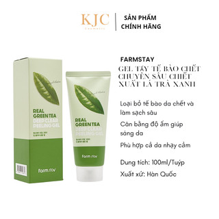Gel tẩy tế bào chết chuyên sâu chiết xuất từ lá trà xanh - FARMSTAY REAL GREEN TEA CLEAR PEELING GEL