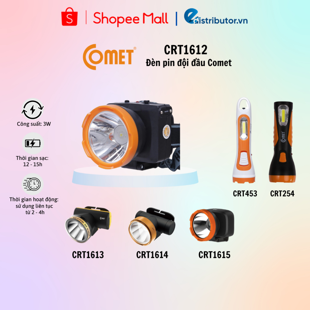 Đèn pin - đèn đội đầu COMET CRT1612/CRT1613/CRT1614/CRT1615/CRT254 - 100% chính hãng