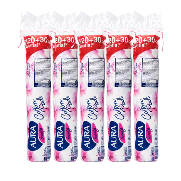 Combo 3 Bông tẩy trang Aura Beauty 120+30 miếng