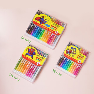 Bút Sáp Màu Vặn ARTMATE 12/18/24 Chiếc, Bút Sáp Màu Thiết Kế Ống Vặn Tiện Lợi, An Toàn CL-TC201/TC202/TC203