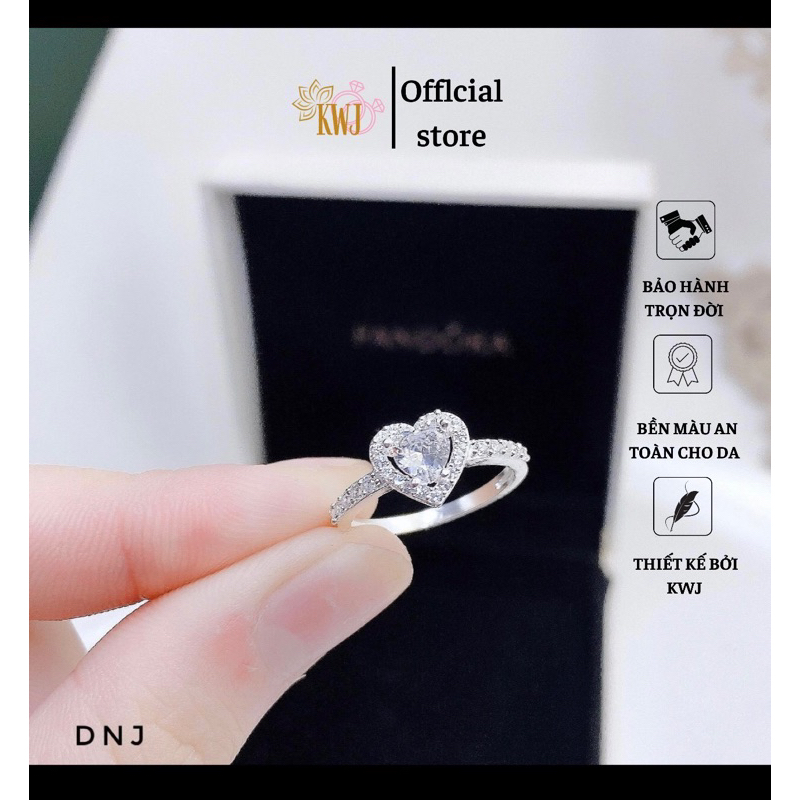 Nhẫn nữ hình tim đính đá,xinh xắn. nhẫn bạc ta.