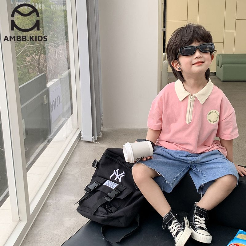 Áo POLO cho bé trai Ambb.kids ,áo phông vải cotton co giãn nhẹ, phong cách thể thao năng động, cá tính dành cho bé