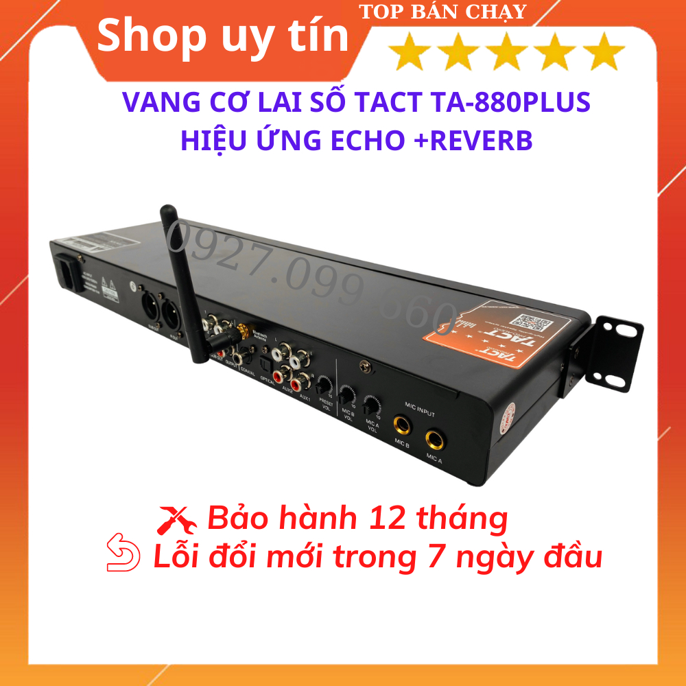 Vang cơ lai số TACT-880Plus Âm thanh sống động,hiệu ứng Echo+Reverb ,chống hú rít tốt,có kết nối Bluetooth,giải mac DAC.