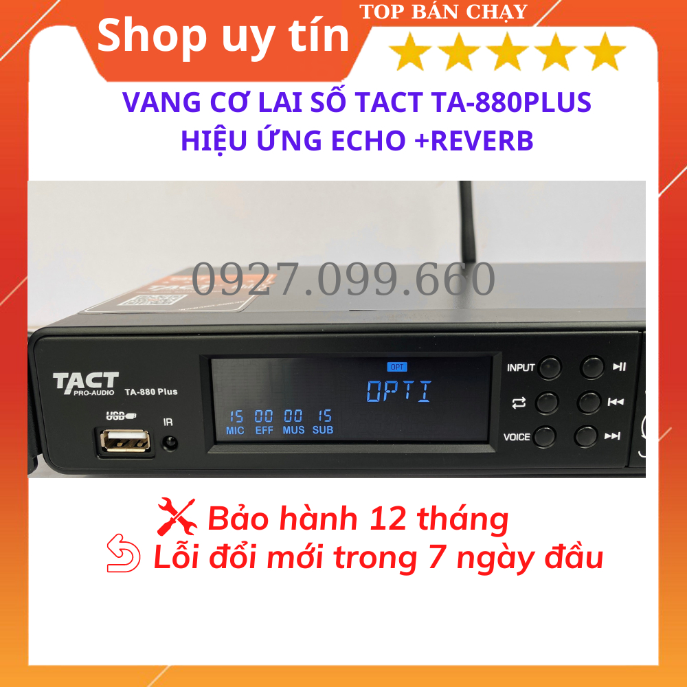 Vang cơ lai số TACT-880Plus Âm thanh sống động,hiệu ứng Echo+Reverb ,chống hú rít tốt,có kết nối Bluetooth,giải mac DAC.