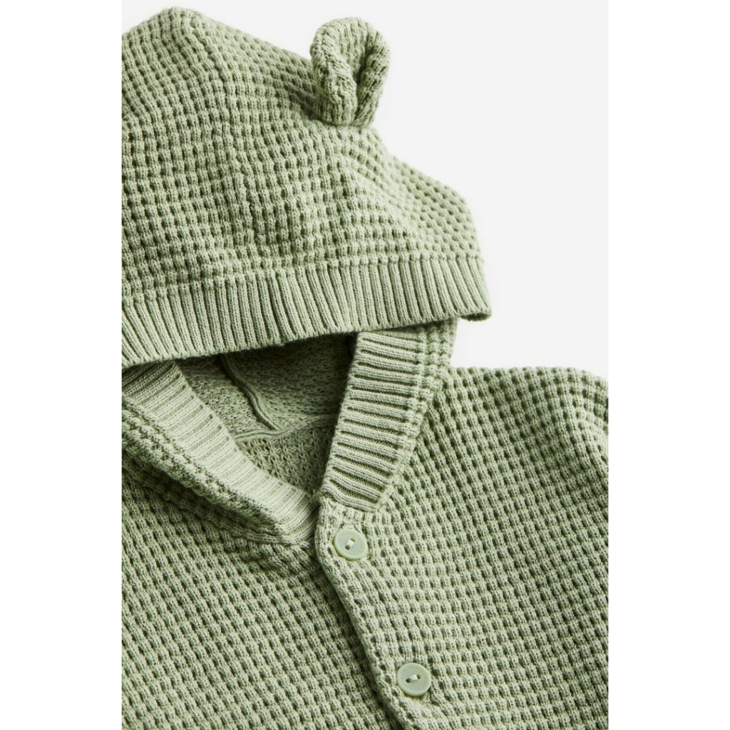 Áo khoác len cardigan mũ tai gấu xanh 1119451002 HM H&M_authentic US