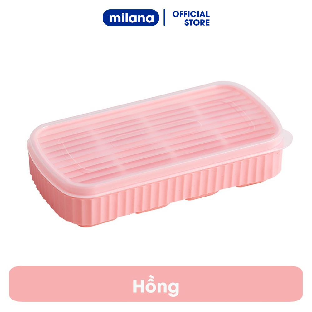 Khay đá silicone 8 ngăn có nắp ngăn mùi, khuôn làm thạch hoa quả tiện lợi dễ dàng