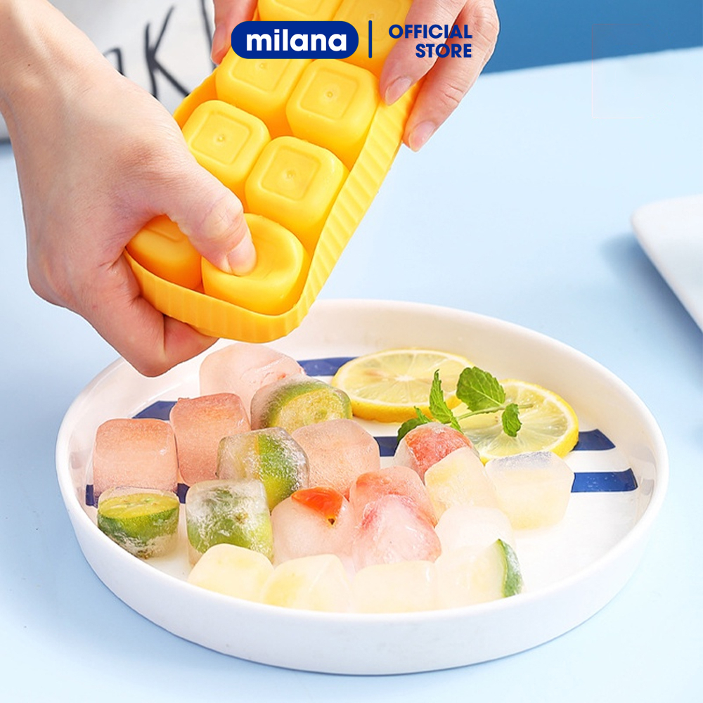 Khay đá silicone 8 ngăn có nắp ngăn mùi, khuôn làm thạch hoa quả tiện lợi dễ dàng