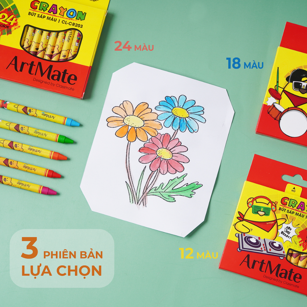 Bút Sáp Màu CLASSMATE 12-24 Chiếc, Bám Giấy Tốt Cho Bé Tập Tô CR201/202/203