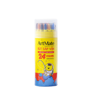 Bút Sáp Màu Vặn ARTMATE Bộ 12-24 Chiếc Màu Sắc Chuẩn, Bám Giấy Tốt, Đựng Ống Tiện Dụng, Gọn Gàng  AM-TC401/403