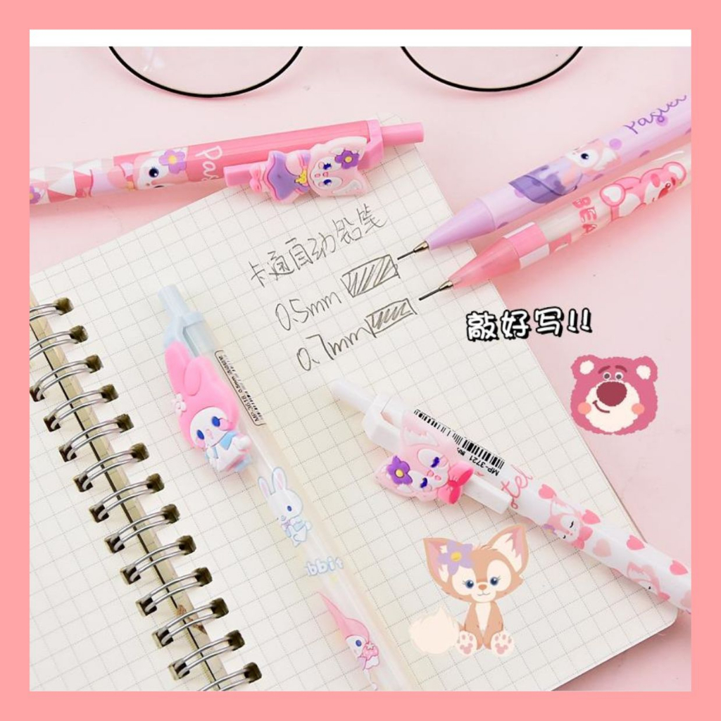 Bút chì bấm hình gấu dâu siêu hot - Bút chì ngòi 0.5mm