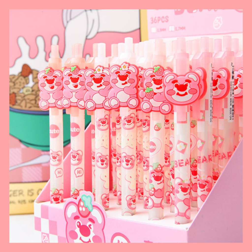 Bút chì bấm hình gấu dâu siêu hot - Bút chì ngòi 0.5mm