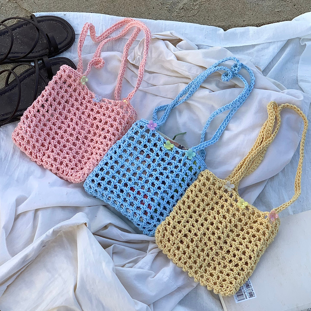 Túi lưới  đi biển sợi cotton GND thời trang mùa hè