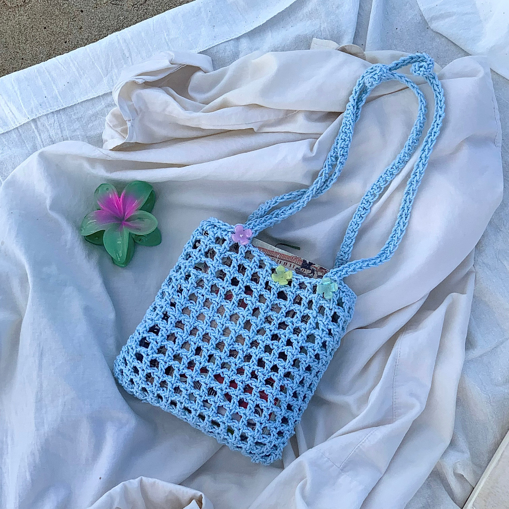 Túi lưới  đi biển sợi cotton GND thời trang mùa hè