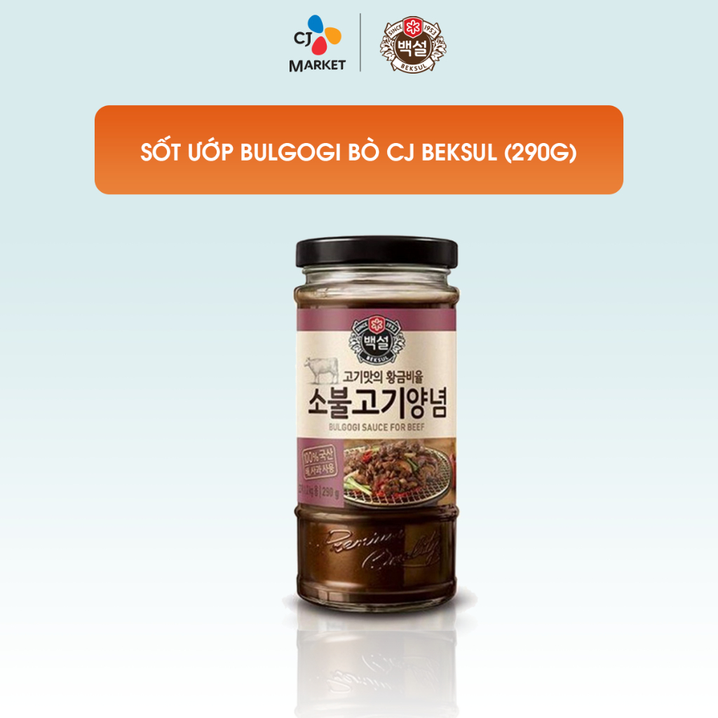 Thùng 20 chai Xốt ướp thịt nướng Hàn Quốc vị Bò Bulgogi CJ Beksul 290g - Nhập khẩu từ Hàn Quốc