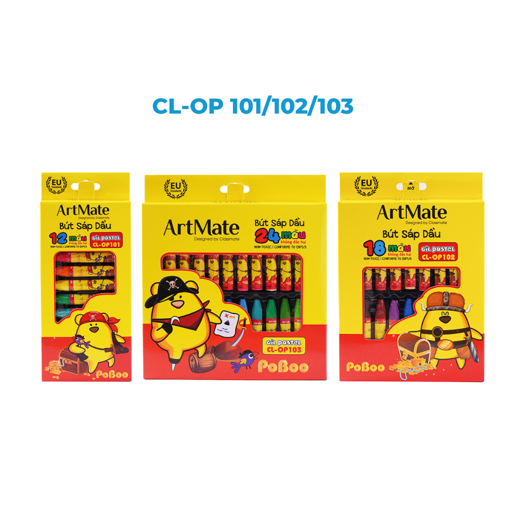 Bút sáp dầu Classmate hộp 24 màu tự nhiên, mịn bóng an toàn cho bé tập tô, vẽ tranh- OP103