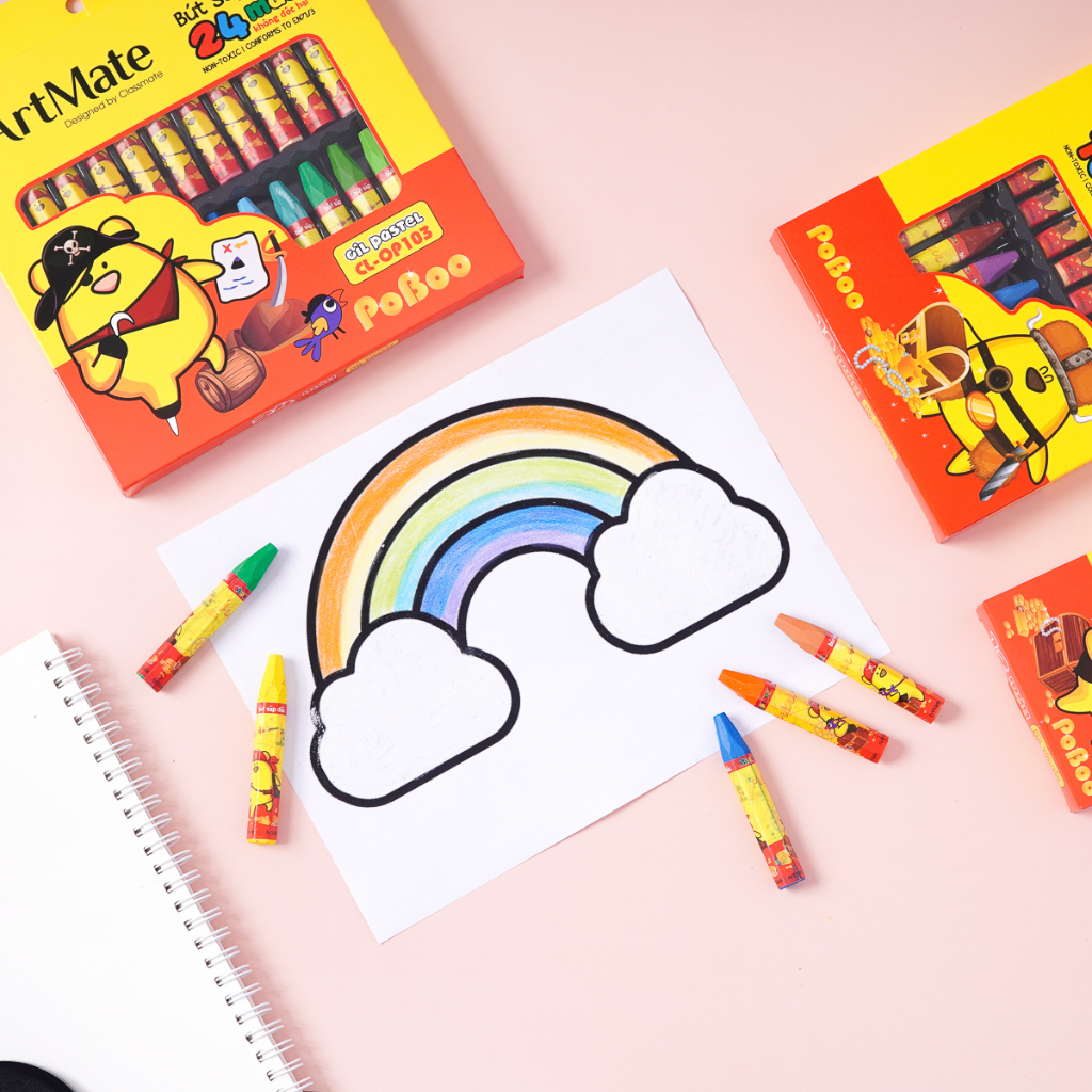 Bút sáp dầu Classmate hộp 24 màu tự nhiên, mịn bóng an toàn cho bé tập tô, vẽ tranh- OP103