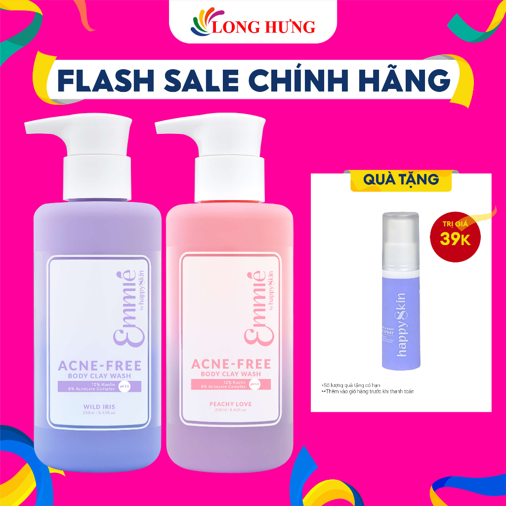 Sữa tắm Emmié Acne-Free Body Clay Wash hỗ trợ giảm mụn ẩn (250ml)