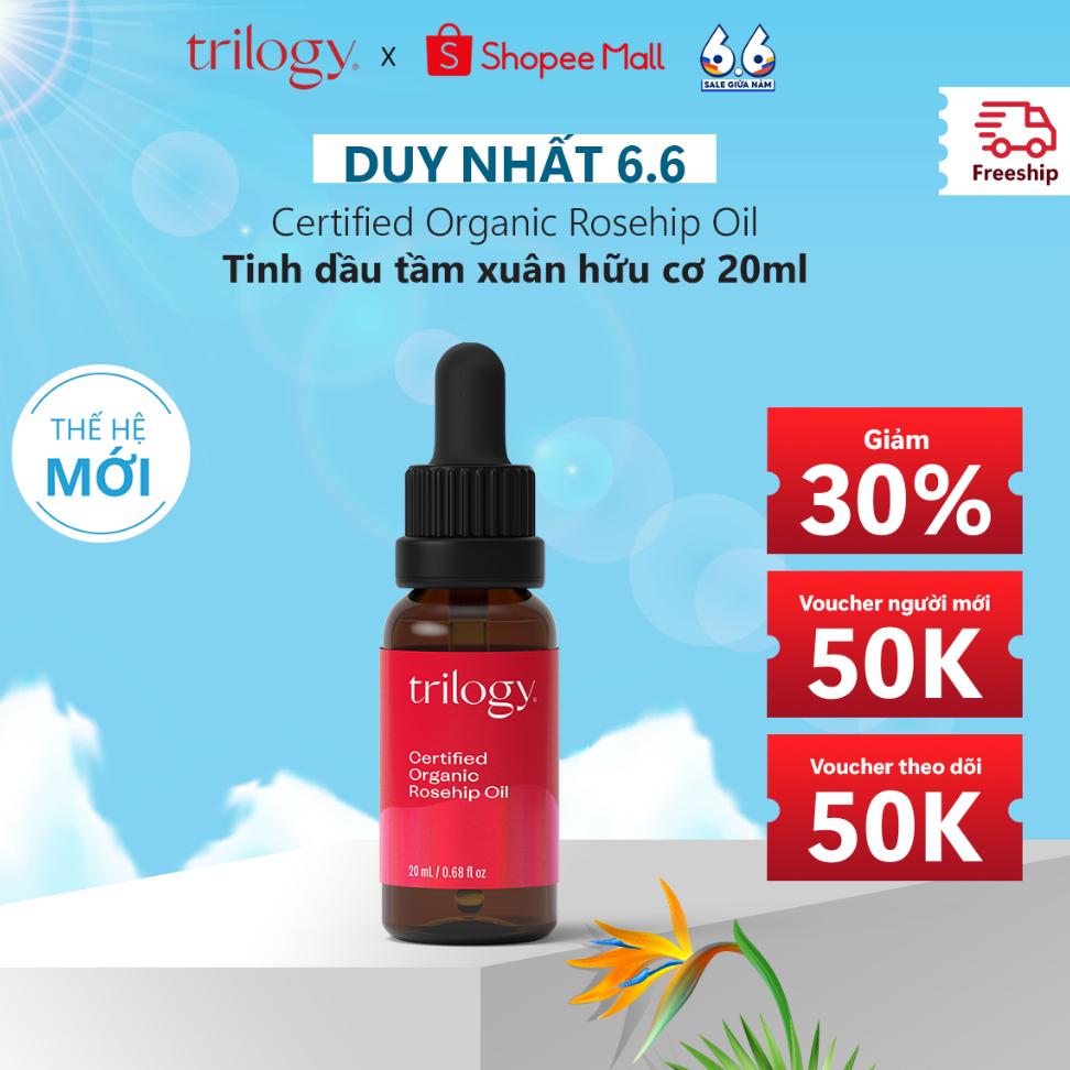 [Mã BMLTM200 giảm đến 200K đơn 499K] Tinh Dầu Tầm Xuân Hữu cơ Trilogy Certified Organic Rosehip Oil (20ml) [Renew]