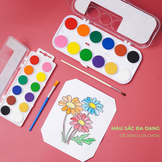 Bộ Màu Nước Nén Tròn 12 Màu ARTMATE Độ Bám Giấy Tốt, Khô Nhanh, An Toàn Cho Người Dùng CL-CC101