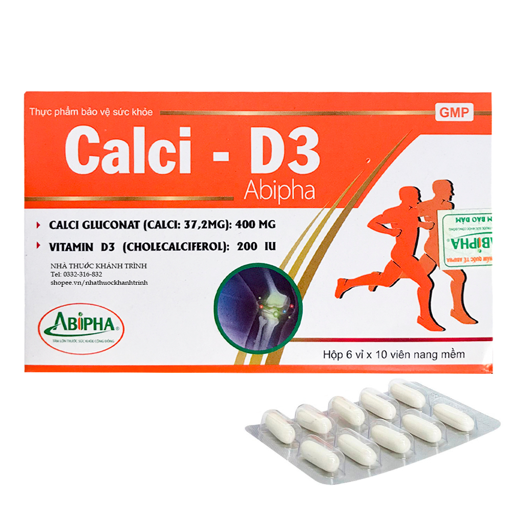 Viên uống Calci - D3 Abipha -Bổ sung canxi vitamin D phát triển xương, răng cho trẻ em. Bổ sung canxi cho phụ nữ có thai