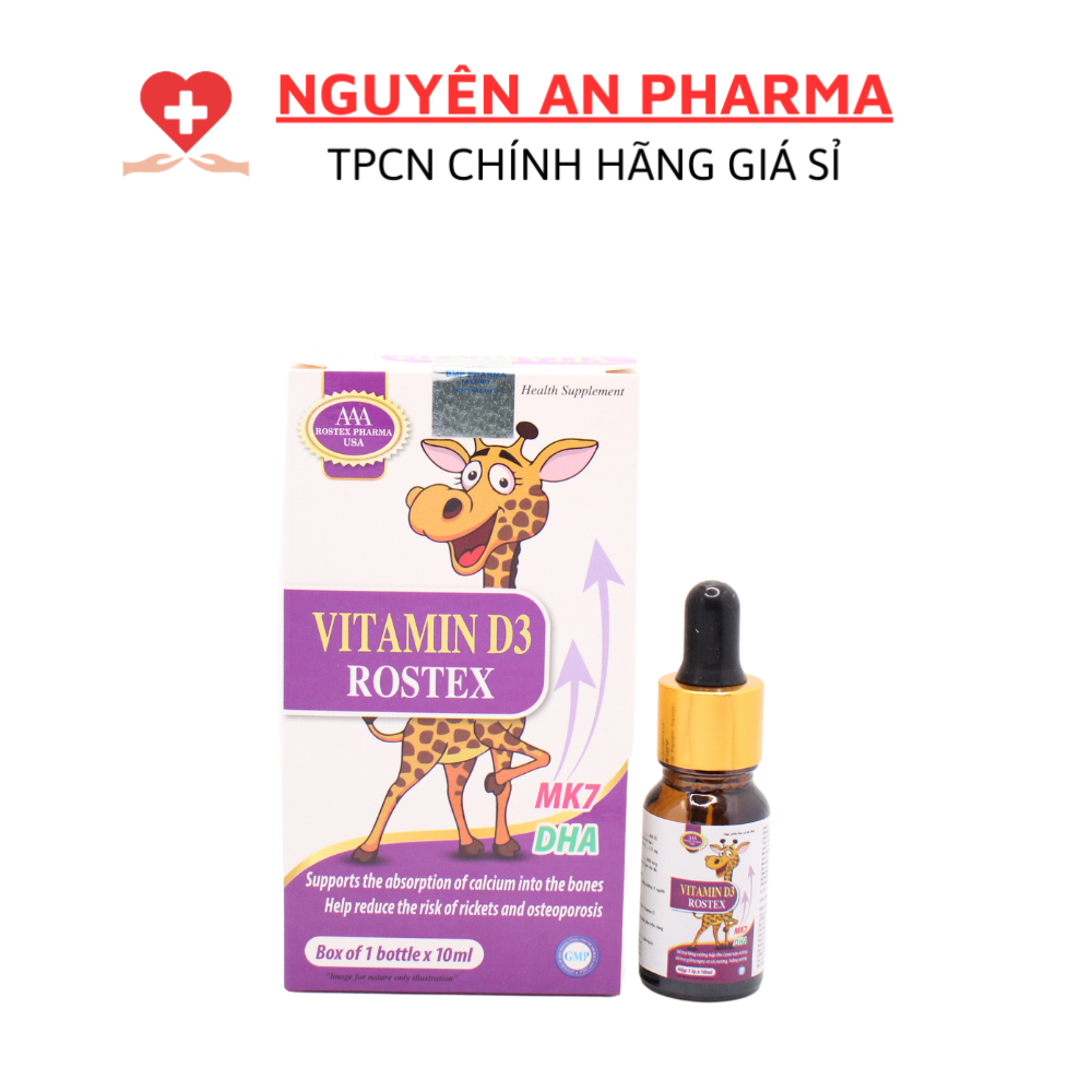 Bổ sung vitamin D3 K2MK7 hỗ trợ phát triển chiều cao, chắc khỏe xương, tránh nguy cơ thấp còi cho trẻ- 10ml (Vitamin d3)