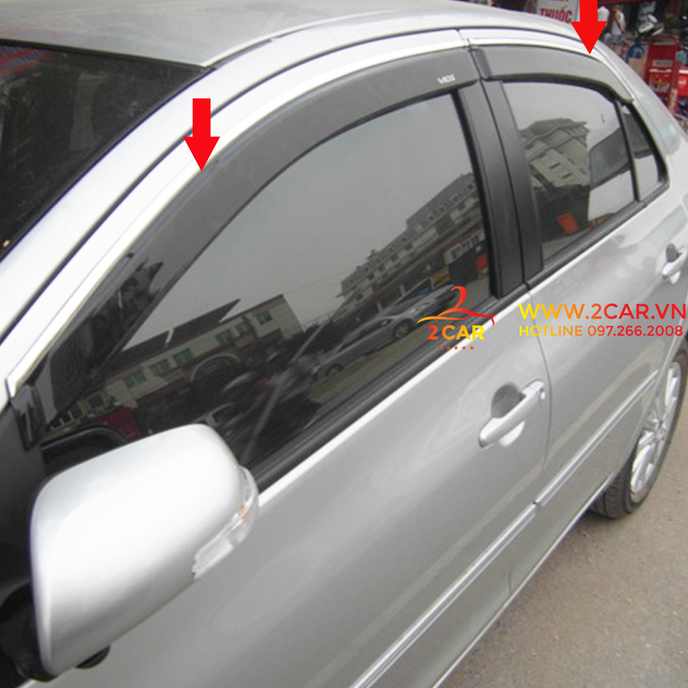 Vè che mưa xe Toyota Vios 2019 - 2023 chỉ mạ crom cao cấp, vừa khít 4 cánh cửa
