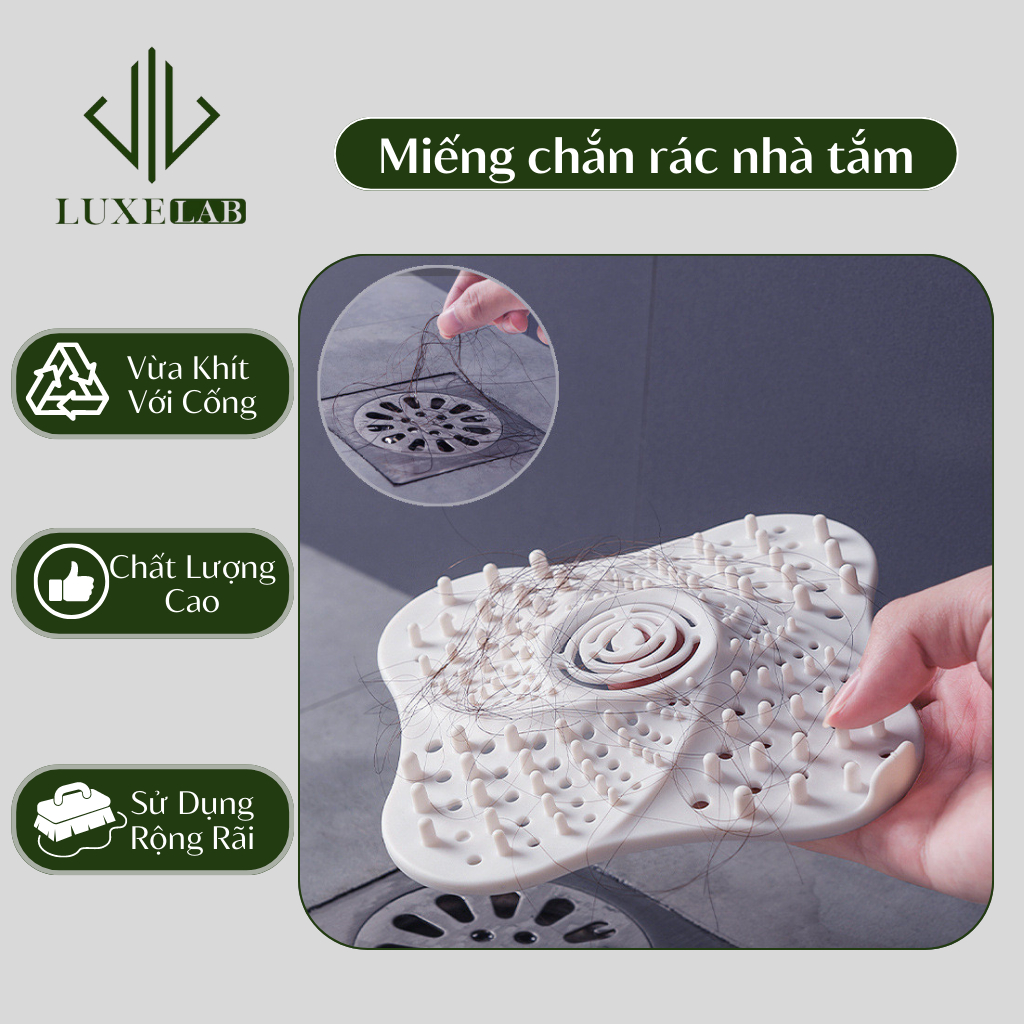 Tấm Lọc Tóc Cống Thoát Nước Nhà Tắm/ Chặn Rác Bồn Rửa Chén Tiện Dụng LUXELAB 11886