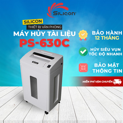 Máy hủy tài liệu, đĩa CD/DVD nhập khẩu SILICON PS-630C -Công suất hủy 12 tờ/ 1 lần-Bảo hành 12 tháng