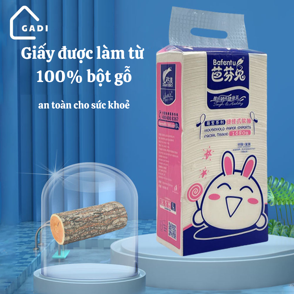 Bịch khăn giấy rút 1680 tờ 4 lớp treo tường Bafentu cỡ lớn tiện dụng.