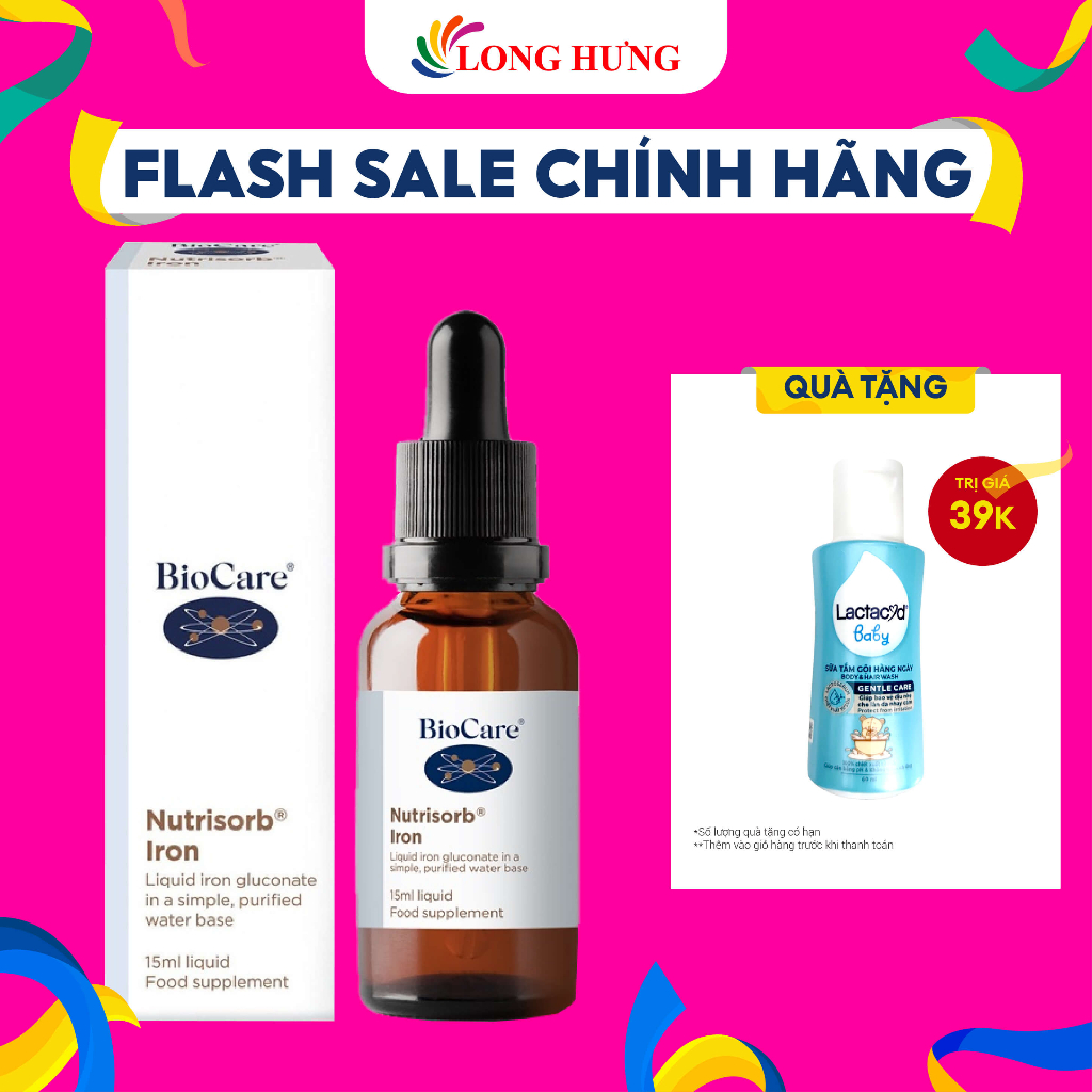 Sắt dạng giọt Biocare Nutrisorb Iron bổ sung sắt cho trẻ (15ml)