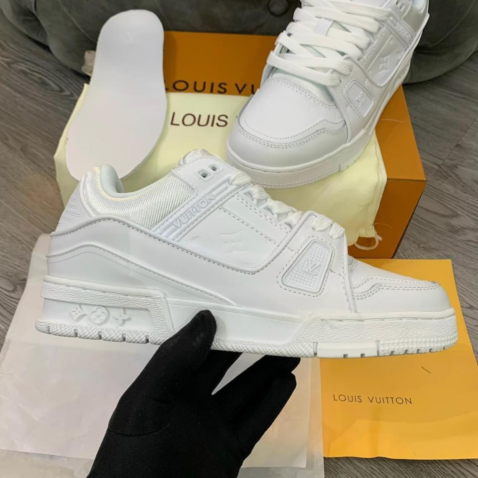 💖 𝑭𝑹𝑬𝑬𝑺𝑯𝑰𝑷 💖 Giày LV Louis Vuitton Trainer Trắng, Giày LV fuil trắng Nam Nữ Hot Trend 2023