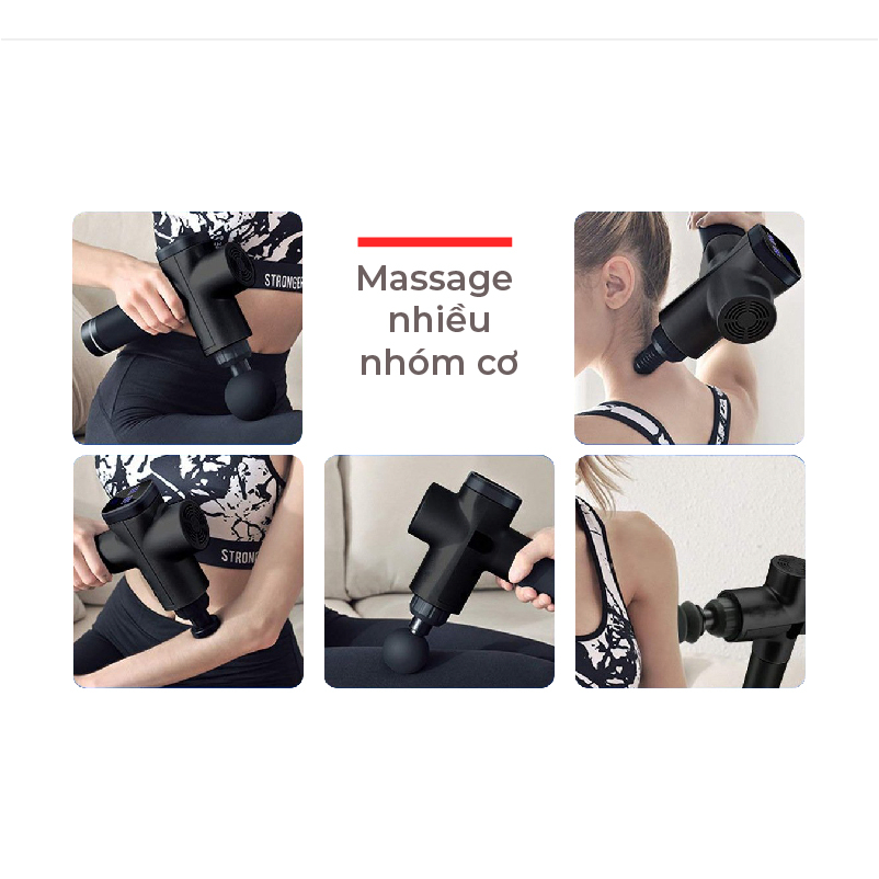 Súng massage cầm tay trị liệu đa năng cao cấp, máy massage cầm tay 6 đầu 30 cấp độ - Bảo hành 12 tháng