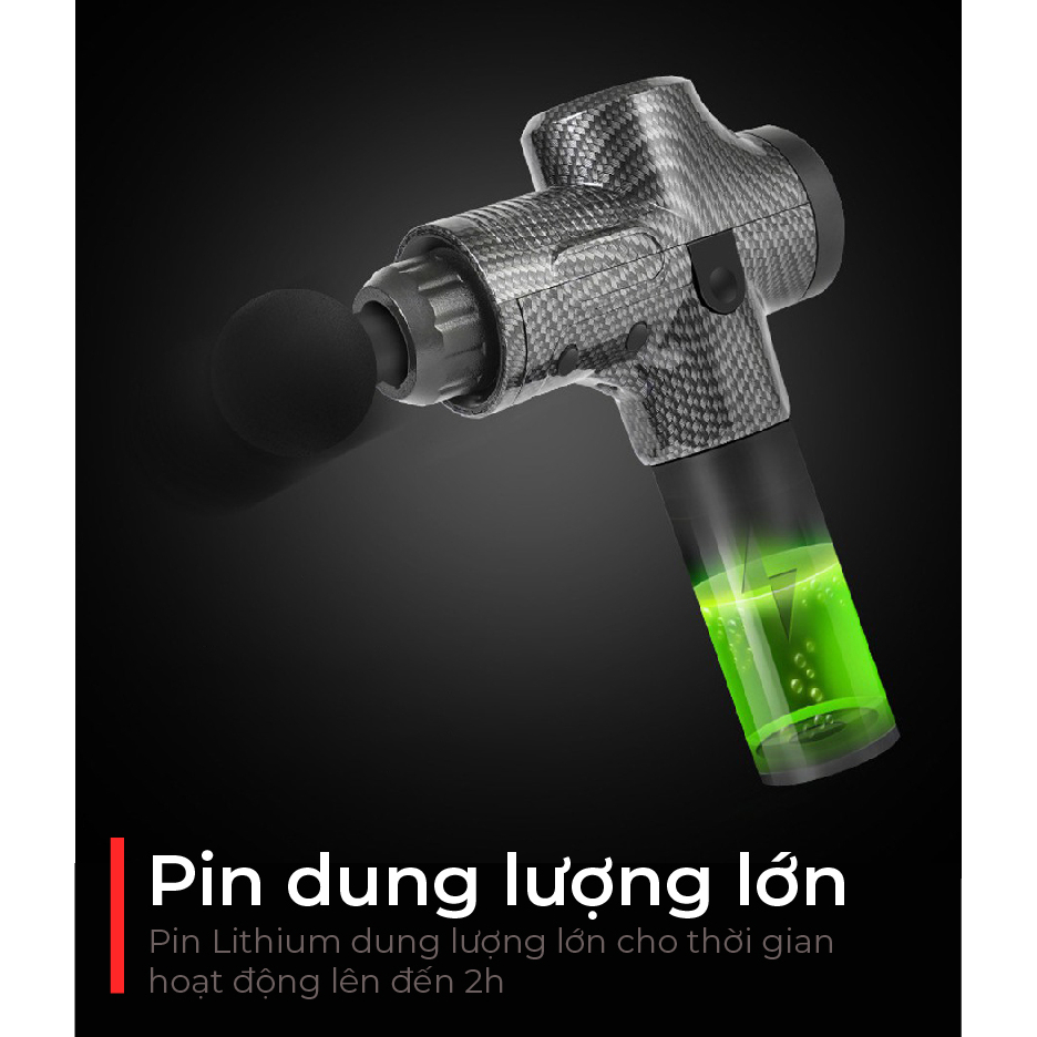 Súng massage cầm tay trị liệu đa năng cao cấp, máy massage cầm tay 6 đầu 30 cấp độ - Bảo hành 12 tháng