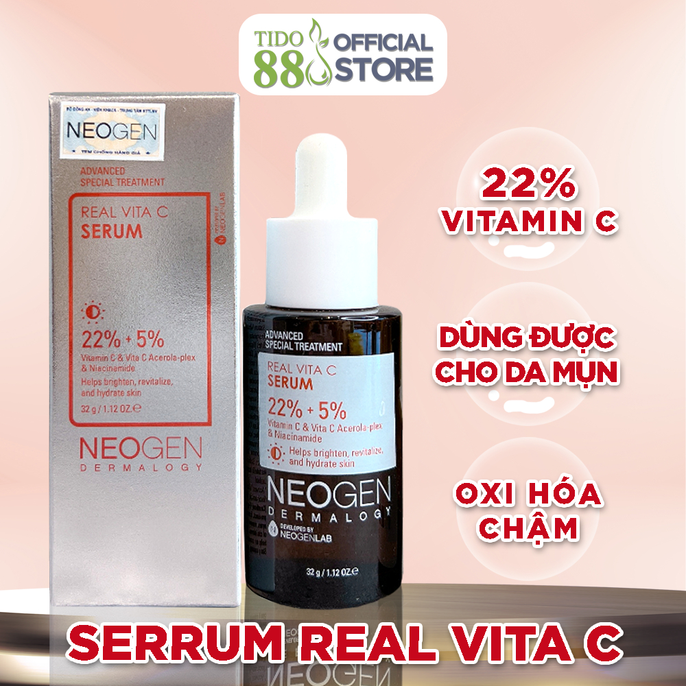 Serum Neogen Hàn Quốc 22% vitamin c, 5% niacinamide dưỡng trắng, mờ thâm dành cho da dầu mụn 32g NPP Tido88