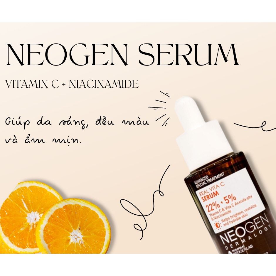 Serum Neogen Hàn Quốc 22% vitamin c, 5% niacinamide dưỡng trắng, mờ thâm dành cho da dầu mụn 32g NPP Tido88