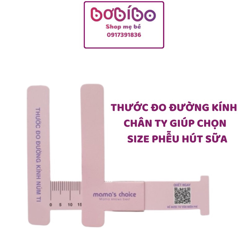 Thước đo ti Mama's Choice, xác định đường kính núm ti mẹ, giúp mẹ chọn được size phễu phù hợp khi hút sữa