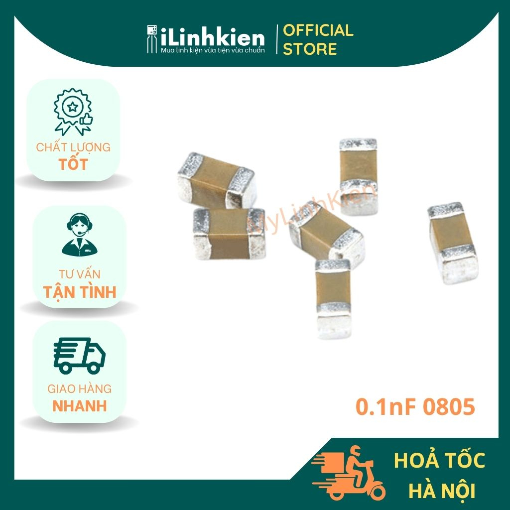 Tụ dán 0805 101-100pF 0.1nF 50V 5% chất lượng cao túi 10 chiếc.