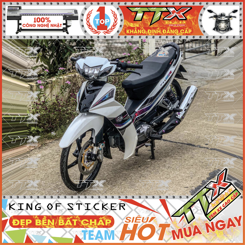 Team Sirius Y11ZR Màu TiTan Dán Xe Trắng Đen Siêu Đẹp - Mẫu Sirius Mới Y11ZR Trắng Đen (s061-A26)