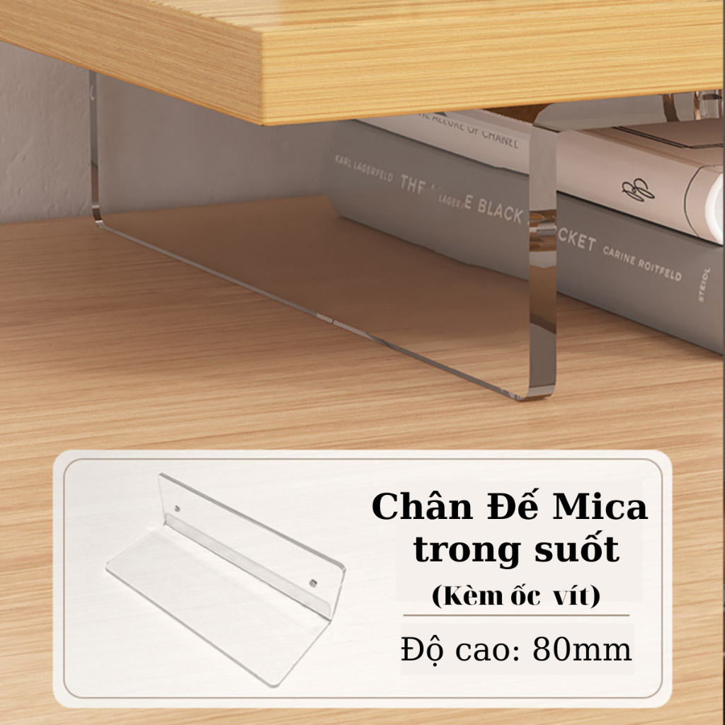 Kệ Decor bàn làm việc chân mica trong,kệ kê máy tính laptop có đèn LED RGB điều chỉnh qua điện thoại thông minh đơn giản