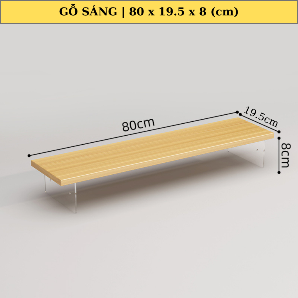 Kệ Decor bàn làm việc chân mica trong,kệ kê máy tính laptop có đèn LED RGB điều chỉnh qua điện thoại thông minh đơn giản