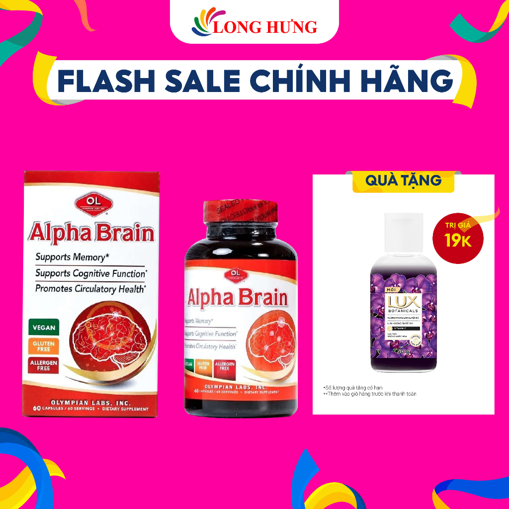 Viên uống Olympian Labs Alpha Brain hỗ trợ tăng cường tuần hoàn não (60 viên)
